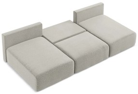 Светлосив разтегателен ъглов диван с място за съхранение Kalena – Makamii