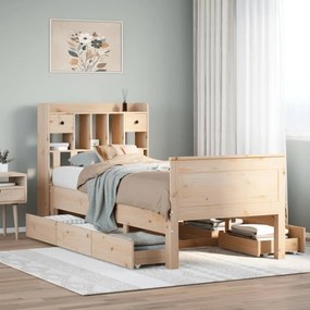 3308927 vidaXL Легло с рафтове за книги, без матрак, 100x200 см, бор масив