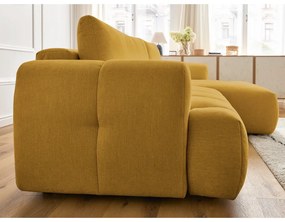 Сгъваем/с място за съхранение ъглов диван в цвят горчица (десен ъгъл) Fuji – Bobochic Paris