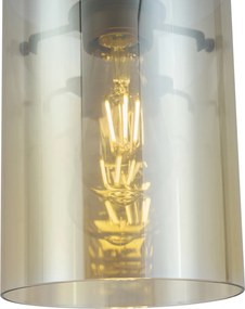 Модерен прожектор тъмен бронз с кехлибарено стъкло за релсова система 1-фазна - Iconic Dome