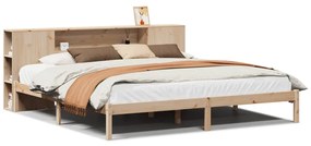 3321548 vidaXL Легло с етажерка за книги, без матрак, 200x200 см, бор масив
