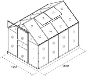 Поликарбонатна оранжерия 250 cm x 190 cm x 195 cm