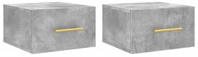 829797 vidaXL Нощни шкафчета за стенен монтаж 2 бр бетонно сиви 35x35x20 см