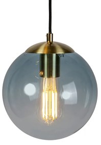 Интелигентна висяща лампа месинг с 3 WiFi ST64 с синьо стъкло - Pallon