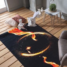 Черен килим с огнен кръг Широчина: 160 см | Дължина: 220 см
