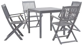 278925 vidaXL Градински трапезен комплект, 5 части, акация масив, сив