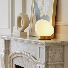 Дизайнерска настолна лампа месинг с опалово стъкло - Sally