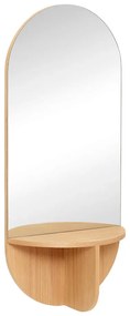 Стенно огледало с рафт с дъбов фурнир Natur, 55 x 120 cm - Hübsch