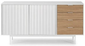 Бял/естествен нисък скрин от декор от дъб 159x80 cm Sierra – Teulat