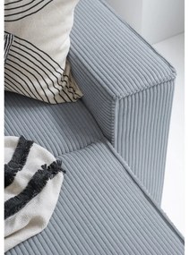 Светлосив разтегателен ъглов диван от рипсено кадифе (ляв ъгъл/"U" форма) Brave Dave – Miuform