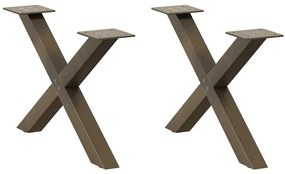 4012879 vidaXL Крака за масичка за кафе, X-образни, 2 бр., естествена стомана, 50 x (30-31) см, стомана