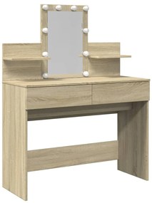 848201 vidaXL Тоалетка с LED, дъб сонома, 100x40x130 см