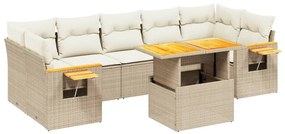 3273431 vidaXL Градински диван с възглавници, 8 части, бежов полиратан