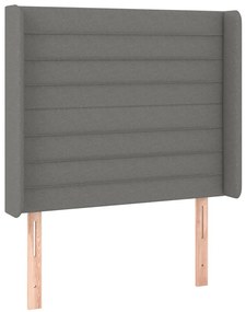 3119711 vidaXL Горна табла за легло с уши, тъмносива, 103x16x118/128 см, плат