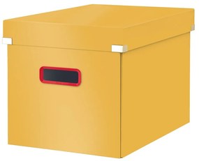 Жълта картонена кутия за съхранение с капак 32x36x31 cm Click&amp;Store – Leitz