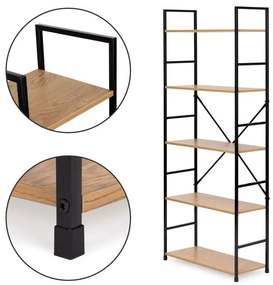 Дървен рафт с метална рамка и 5 рафта