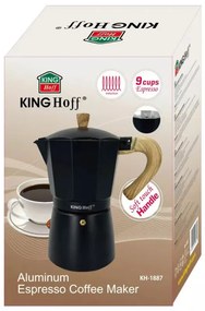 Кубинска кафеварка Kinghoff KH 1887, 9 чаши, 450 мл, Алуминий, Индукция, Черен