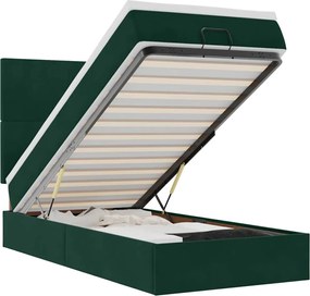 3313376 vidaXL Османска легло с матраци, тъмнозелено, 90x200 см, кадифе