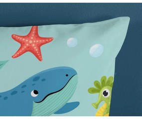 Синьо единично памучно детско спално бельо 140x200 cm Ocean – Good Morning