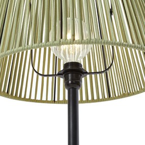 Външна подова лампа черна със зелен въжен абажур IP44 - Virginia Jayla