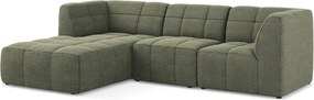 Зелен ъглов диван от прежда с примки от букле (ляв ъгъл) Aloha – Makamii