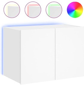 837302 vidaXL Стенен ТВ шкаф с LED осветление, бял, 60x35x41 см