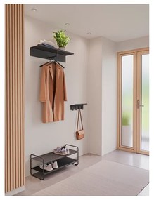 Черен стоманен стелаж за обувки 33x33x80 cm A-Shoe – Zone