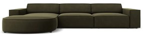 Ъглов диван от зелено кадифе (ляв ъгъл) Jodie - Micadoni Home
