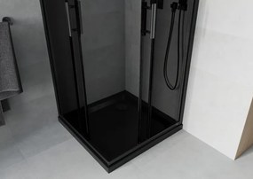 Mexen Rio квадратна душ кабина 80 x 80 см, графит, черна + поддушово корито Flat,