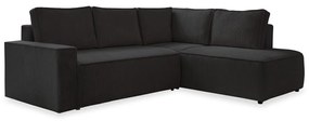 Антрацитен разтегателен ъглов диван от рипсено кадифе (десен ъгъл) Brave Dave – Miuform