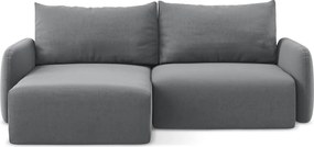 Сив кадифен сгъваем/с място за съхранение ъглов диван (ляв ъгъл) Kalena – Makamii