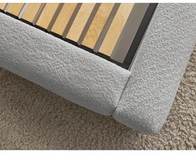 Светлосиво двойно легло 180x200 cm тапицирано с място за съхранение с включена подматрачна рамка Orlane – Bobochic Paris