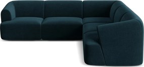 Кадифен ъглов диван в петролен цвят Campi – Cosmopolitan Design