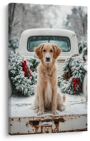Картина на платно – Коледна атмосфера с куче