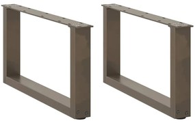 4013143 vidaXL Крака за масичка за кафе, U-образни, 2 бр., естествена стомана, 60 x (30-31) см, стомана