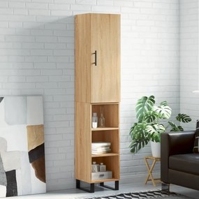 3199004 vidaXL Висок шкаф, сонома дъб, 34,5x34x180 см, инженерно дърво