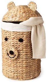 Детска кошница за играчки от воден зюмбюл естествена ø 30x56 cm Bear – Compactor