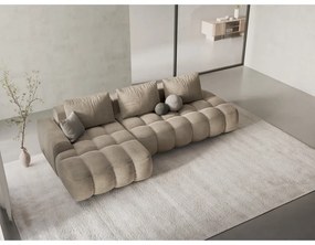 Бежов кадифен сгъваем/с място за съхранение ъглов диван (ляв ъгъл) Linz – Cosmopolitan Design