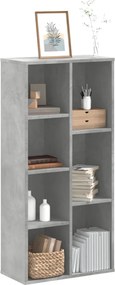 852792 vidaXL Библиотека, бетонно сива, 50x25x105 см, инженерно дърво