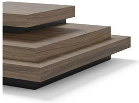 Масичка за кафе с декор от орех в черно-природен цвят 110x110 cm Slate - TemaHome