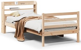 3306678 vidaXL Рамка за легло с табла, 90x200 см, борово дърво масив