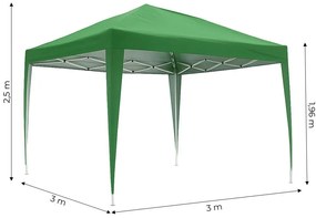 Градинска беседка 3x3m сгъваема Зелена