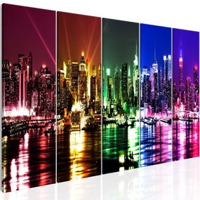 Печат върху платно - Rainbow New York (5 части) Тесен 225x90