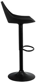 Черни бар столове в комплект от 2 бр. с регулируема височина от имитация на кожа (височина на седалката 56,5 cm) – Casa Selección