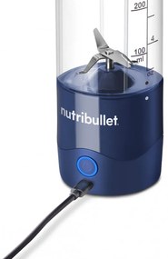 Преносим USB блендер Nutribullet NBP003NBL, 2000 mAh, 475 ml, 4 ножа, Трошене на лед, До 15 цикъла, Син