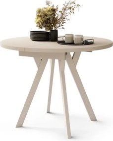 АЛМО Бежово/бежови крака - КРЪГЛА РАЗТЕГАТЕЛНА МАСА С Y-ОБРАЗНИ КРАКА В ЛОФТ/ИНДУСТРИАЛЕН СТИЛ ЗА ХОЛ ИЛИ ТРАПЕЗАРИЯ