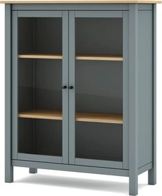 Витрина сиво-зелена от масивен бор 90x110x40 cm Misti – Marckeric