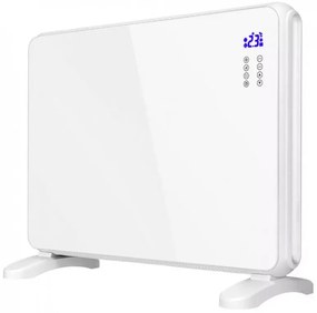Конвектор със стъклен панел ZEPHYR ZP 1974 G, 2000W, За стена или под, 2 степени, Дистанционно, 5 до 35°C, LCD, Бял