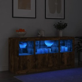 Sonata H Сайдборд с LED светлини, oпушен дъб, 142,5x37x67 см