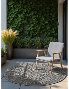 Черно-бял кръгъл килим за открито и закрито ø 160 cm Duet Kona – NORTHRUGS